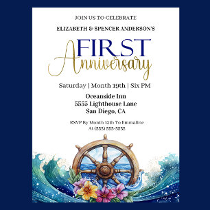 Invitación Rueda Náutica de Vela 1er Aniversario de Boda