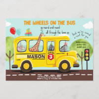 Ruedas en autobús Cumpleaños invitan a Fiesta de a