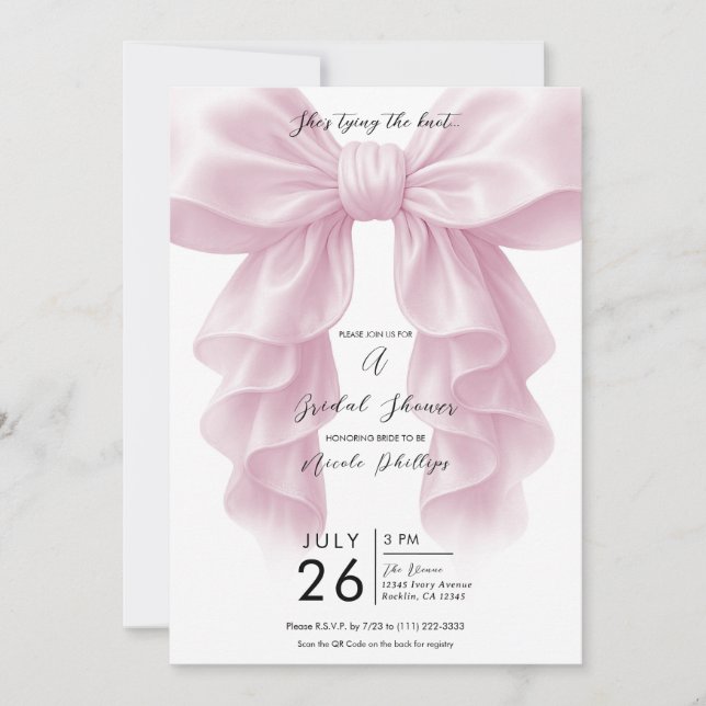 Invitación Rufa rosada en cascada barnizando ducha de novia K (Anverso)