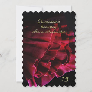 Invitación Rufles rojos rosa vestido de fantasía negro Quince