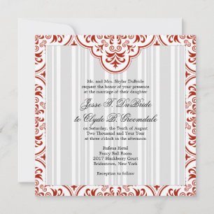 Invitación Rufous Boda Damask DIY