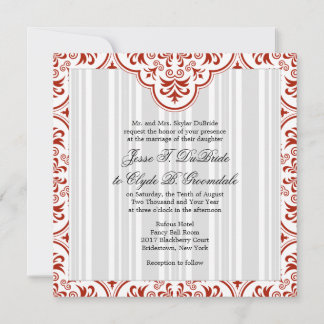 Invitación Rufous Boda Damask DIY