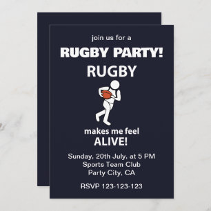 Invitación Rugby me hace sentir vivo Fiesta de rugby