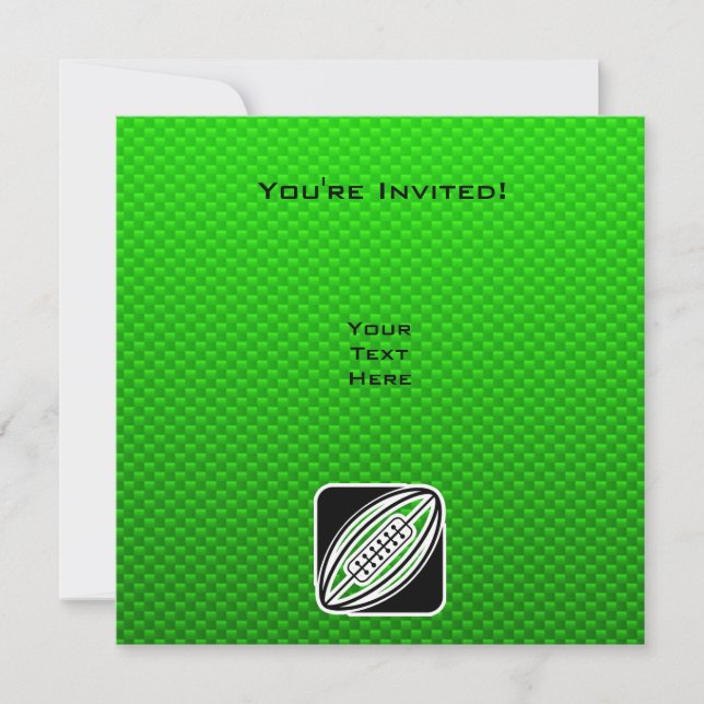 Invitación Rugby verde (Anverso)