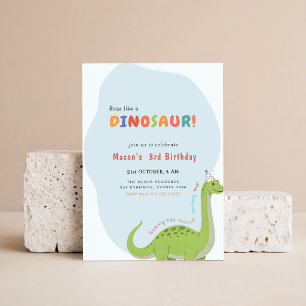 Invitación Ruge como una acuarela de dinosaurio Cumpleaños nú