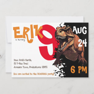 Invitación Ruge en la aventura con el cumpleaños feroz del T-