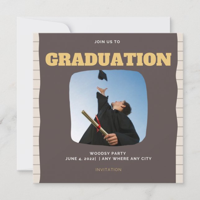 Invitación Rugged Woodsy Photo Graduation Party  (Anverso)