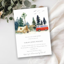Ruido Camping Watercolor Pine Forest Baby Shower