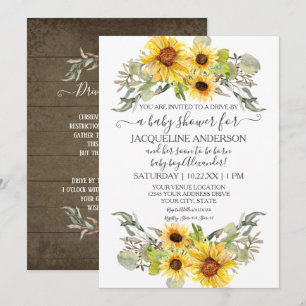 Invitación Ruido De Girasol Rústico Por Baby Shower Watercolo