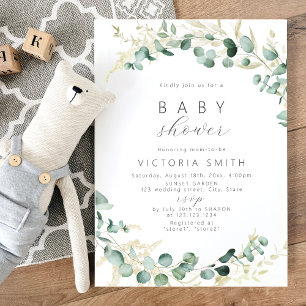 Invitación Ruido eucalipto verde boho Baby Shower