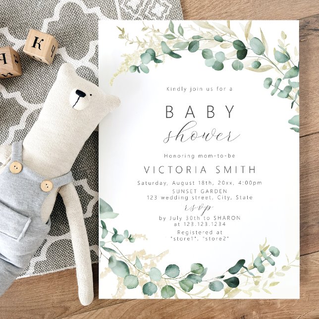 Invitación Ruido eucalipto verde boho Baby Shower (Subido por el creador)
