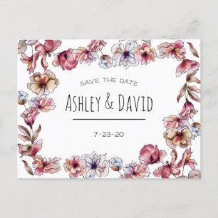 Invitación Ruido Floral manuscrito Guardar la postal de fecha