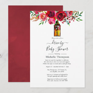 Invitación Ruidosa Color Rojo Borgoña Conduce Por Ducha