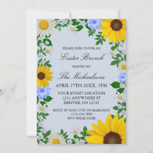 Invitación Ruidosa Pascua floral de margarita de girasol