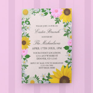 Invitación Ruidosa Pascua floral de margarita de girasol