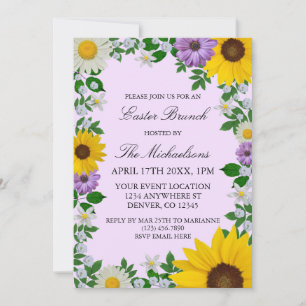 Invitación Ruidosa Pascua floral de margarita de girasol
