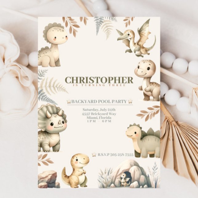 Invitación Ruidosos temas de los dinosaurios boho cumpleaños (Subido por el creador)