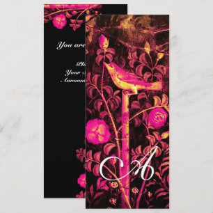 Invitación RUISEÑOR, ROSAS MONOGRAMA Rojo Negro Dorado Amaril