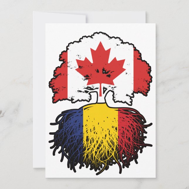 Invitación Rumania Bandera de raíces de árbol canadiense ruma (Anverso)