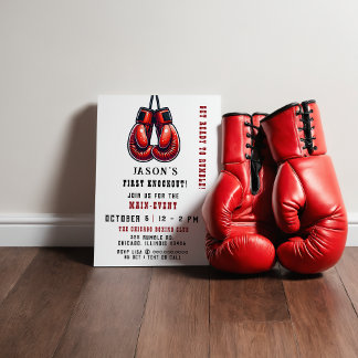 Invitación Rumble rojo primer cumpleaños de boxeo de Knockout