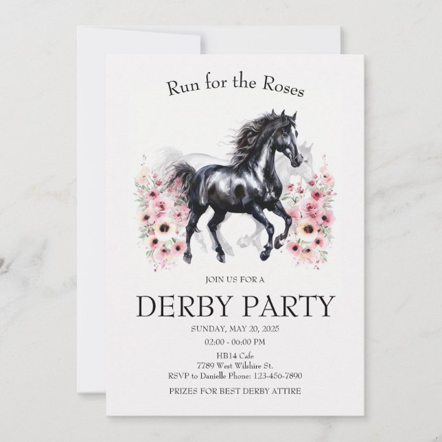 Invitación Run for the Roses Derby Party Invitation Elegant H (Anverso)