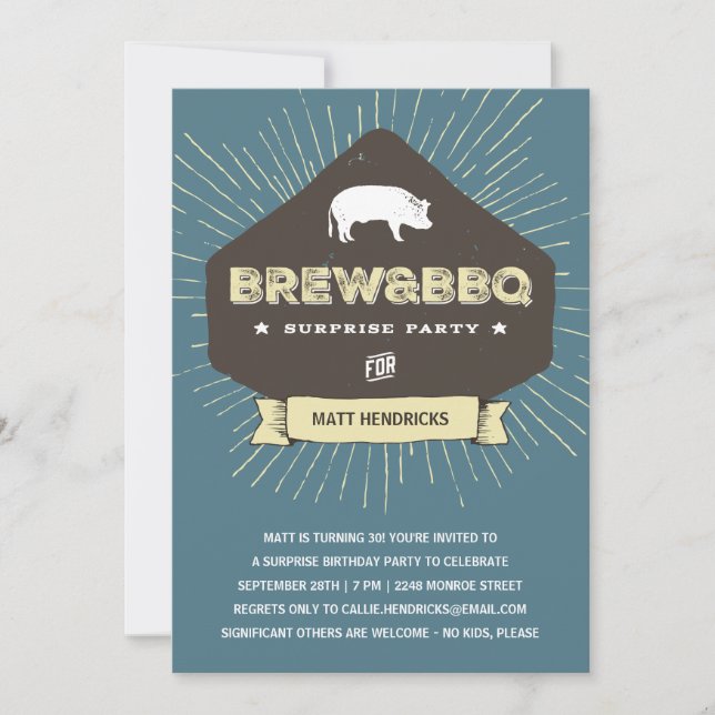 Invitación Ruptura y barbacoa| Fiesta de cumpleaños sorpresa (Anverso)