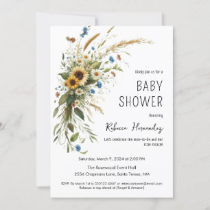 Invitación rusa a Baby Shower con flores silvestre