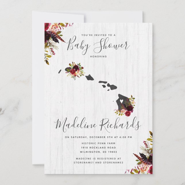 Invitación rusa a Baby Shower en Hawái (Anverso)