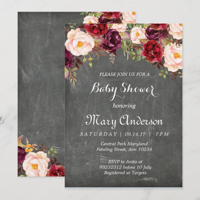 Invitación rusa a Baby Shower en invierno (Anverso / Reverso)