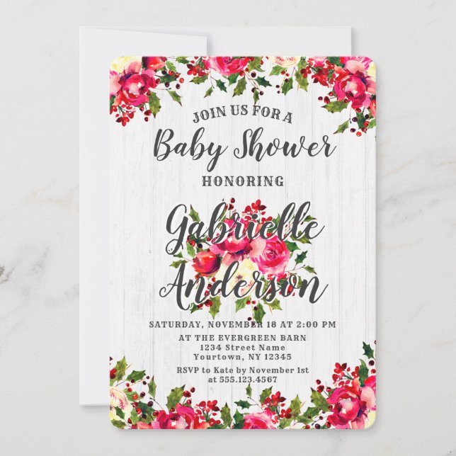 Invitación rusa a Baby Shower Holly & Berry (Anverso)
