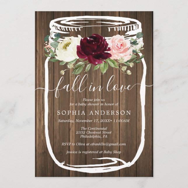 Invitación rusa a Baby Shower Mason Jar (Anverso)