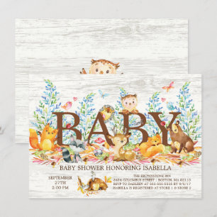 Invitación rusa a Baby Shower neutral de Woodland