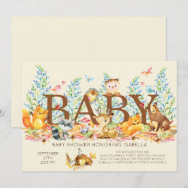 Invitación rusa a Baby Shower neutral de Woodland