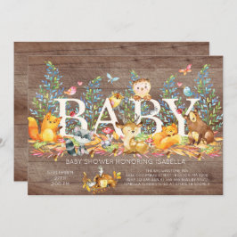 Invitación rusa a Baby Shower neutral de Woodland