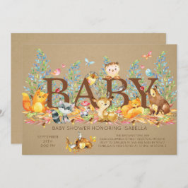 Invitación rusa a Baby Shower neutral de Woodland