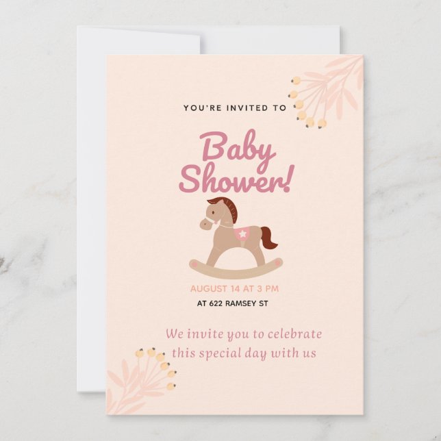 Invitación rusa a Baby Shower | Plantilla editable (Anverso)