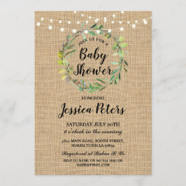 Invitación rusa a la Wreath Verde Burlap de Baby S
