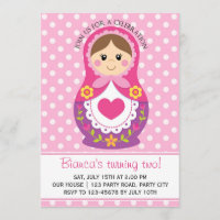 Invitación rusa de la muñeca - cumpleaños del