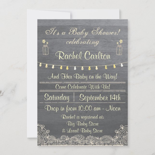 Invitación rusa en Baby Shower a Mason Jar (Anverso)
