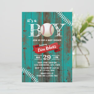 Invitación Rusia Béisbol Deportivo Verde azulado Wood Boy Bab