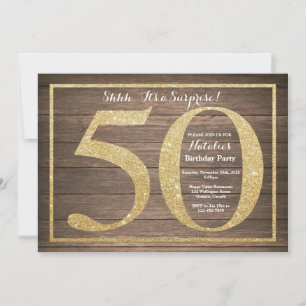 Invitación Rusic Surprise 50th Birthday Invitation Gold
