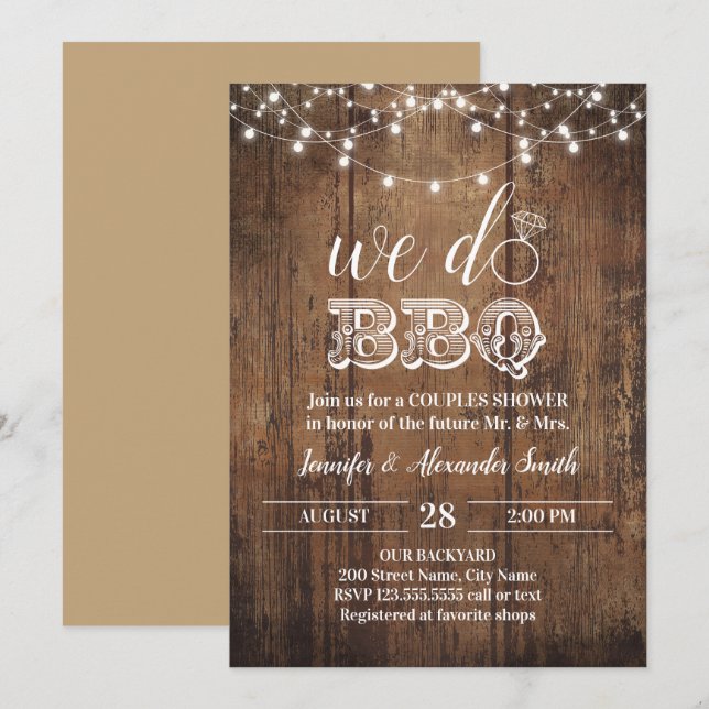 Invitación Rusos, las parejas de barbacoa duchan (Anverso / Reverso)