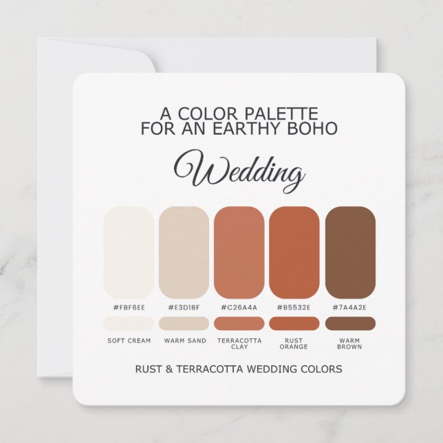 Invitación Rust and Terracotta Wedding Color Palette Card (Anverso)