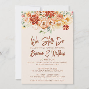 Invitación Rust Beige Floral Boda Vow Renovación