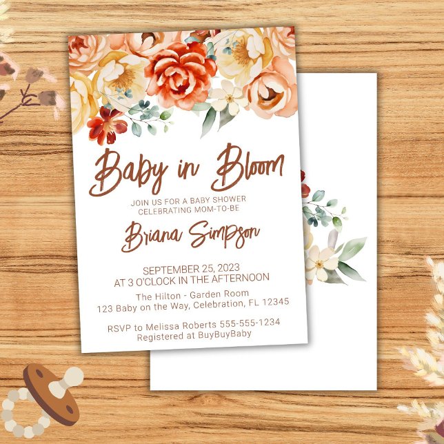 Invitación Rust Beige Floral Neutral Baby Shower (Subido por el creador)