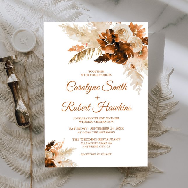 Invitación Rust Bohemias Y Pampas Grass En Un Boda (Subido por el creador)