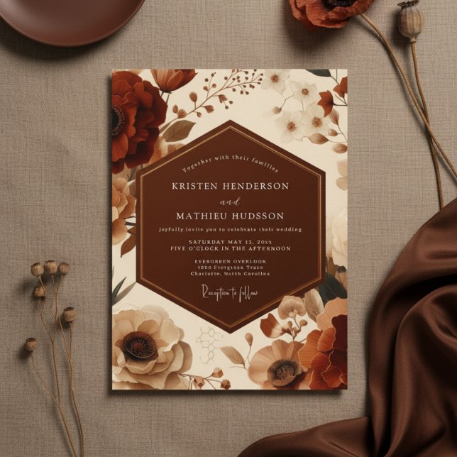 Invitación Rust Floral Autumn Romance Wedding (Subido por el creador)
