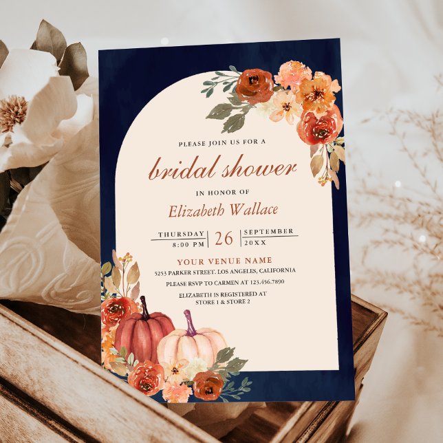 Invitación Rust Floral Terracotta Pumpkin Marina Ducha Nupcia (Subido por el creador)
