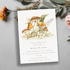 Invitación Rust Naranja Mushroom Fern Foliage Bridal Shower