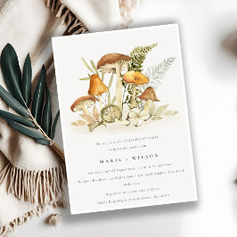 Invitación Rust Naranja Mushroom Fern Foliage Engagement